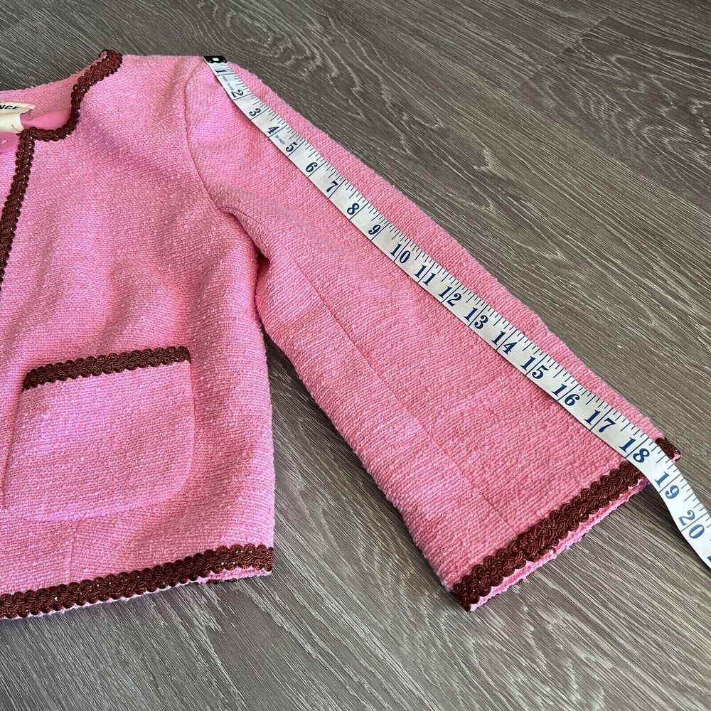 L’Agence Blazer Womens Size 4 Cropped Tweed Jacket Pink Button Closure - Picture 9 of 16